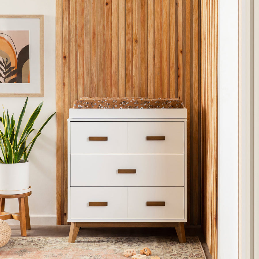Scoot 3-Drawer Changer Dresser with Removable Changing Tray Natural Walnut