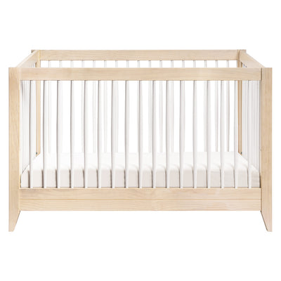 Front view of Babyletto's Sprout 4-in-1 Convertible Crib in -- Color_Washed Natural / White