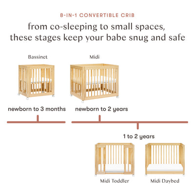 Conversion of Babyletto's Yuzu 8-In-1 Convertible Crib in -- Color_Natural