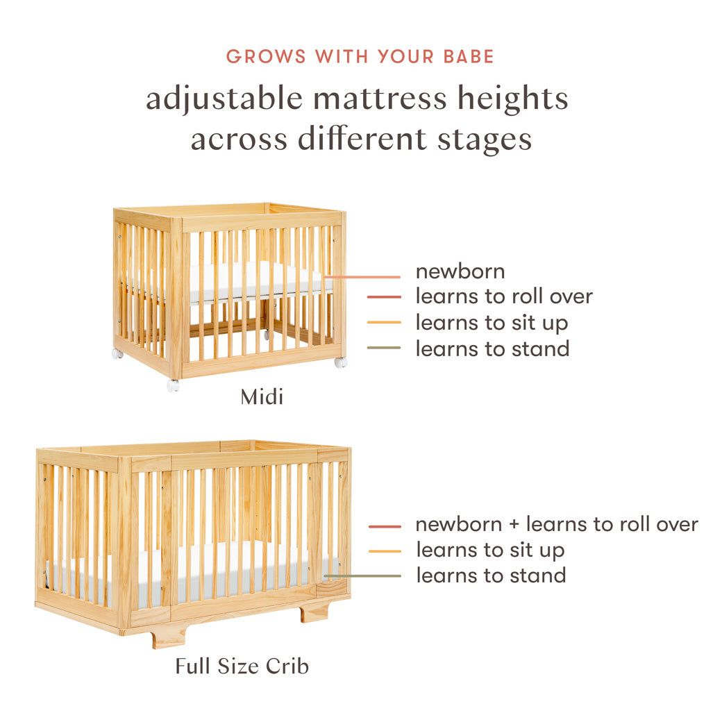 Adjustability of Babyletto's Yuzu 8-In-1 Convertible Crib in -- Color_Natural