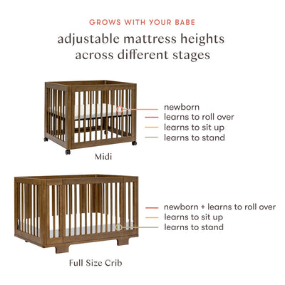 Adjustability of Babyletto's Yuzu 8-In-1 Convertible Crib in -- Color_Natural Walnut