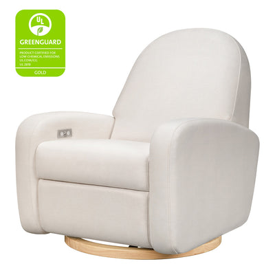 The Babyletto Nami Glider Recliner with GREENGUARD tag in -- Color_Performance Cream Eco-Weave With Light Base