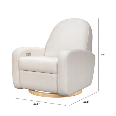 Dimensions of The Babyletto Nami Glider Recliner in -- Color_Performance Cream Eco-Weave With Light Base
