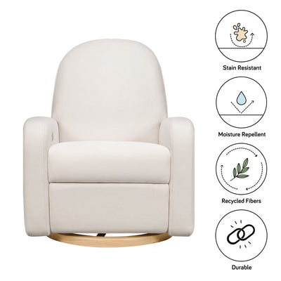 Specifications for The Babyletto Nami Glider Recliner in -- Color_Performance Cream Eco-Weave With Light Base