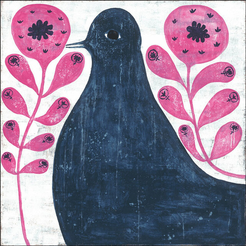 Black Bird In Flower Canvas