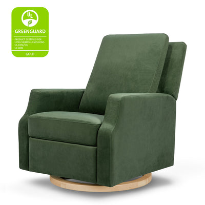Crewe Recliner & Swivel Glider with GREENGUARD tag in -- Color_Forest Green Velvet With Light Wood Base