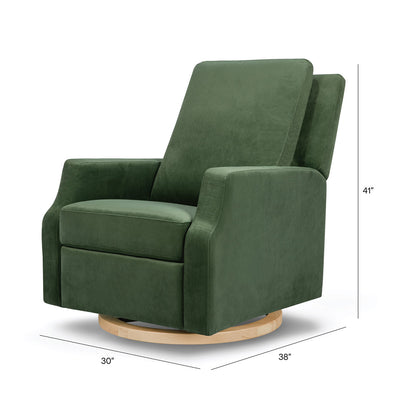 Dimensions of Crewe Recliner & Swivel Glider in -- Color_Forest Green Velvet With Light Wood Base