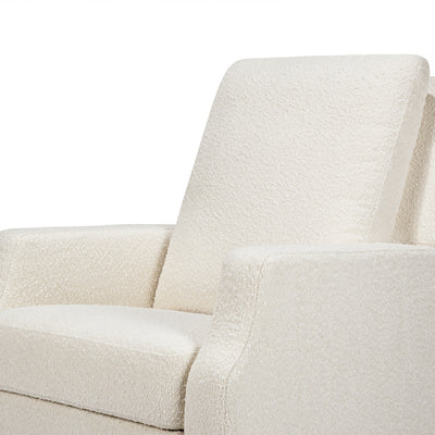 Closeup view of Namesake's Crewe Recliner & Swivel Glider in -- Color_Ivory Boucle With Light Wood Base