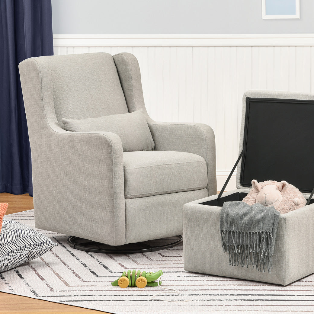Adrian Swivel Glider With Storage Ottoman