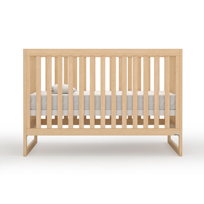 Front view of Dadada Austin 3-in-1 Crib with mattress in the middle in -- Color_Natural