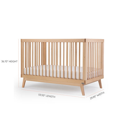 Dadada soho crib dimensions, 36.70" Height, 53.50" Length, and 29.95" Width  -- Color_Natural