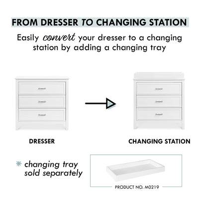 Information about converting The DaVinci Charlie 3-Drawer Dresser in -- Color_White