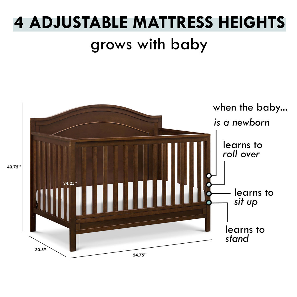 Adjustability of The DaVinci Charlie 4-in-1 Convertible Crib in -- Color_Espresso