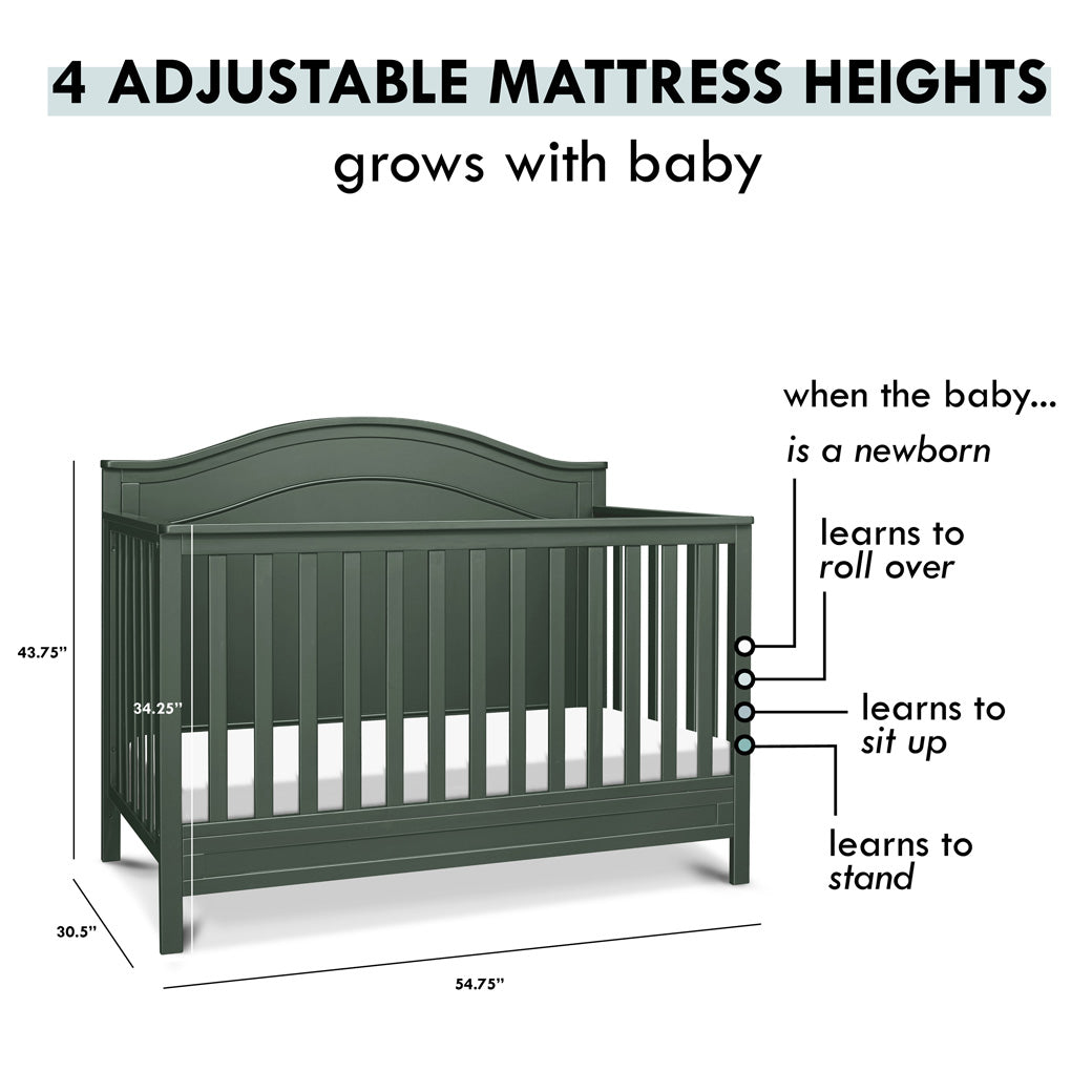 Adjustability of The DaVinci Charlie 4-in-1 Convertible Crib in -- Color_Forest Green