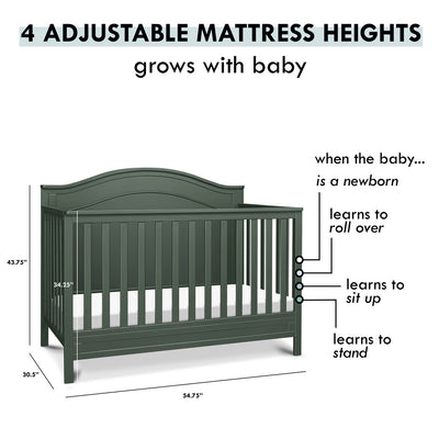 Adjustability of The DaVinci Charlie 4-in-1 Convertible Crib in -- Color_Forest Green