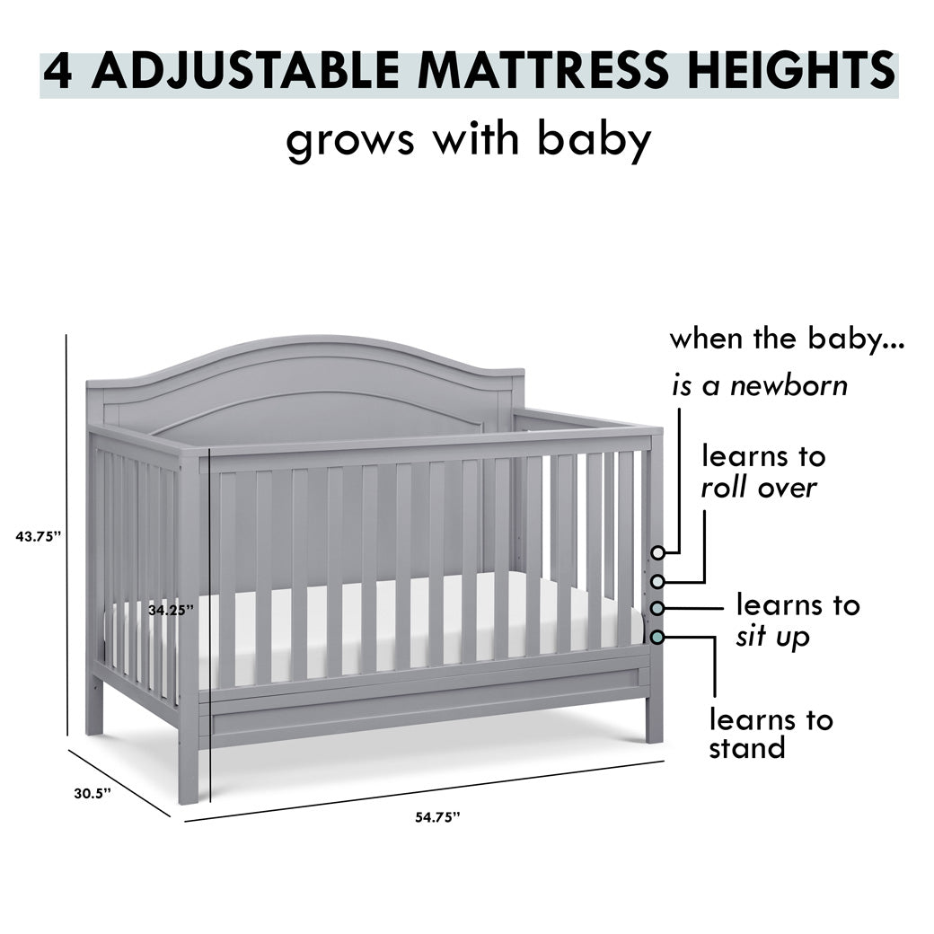 Adjustability of The DaVinci Charlie 4-in-1 Convertible Crib in -- Color_Grey