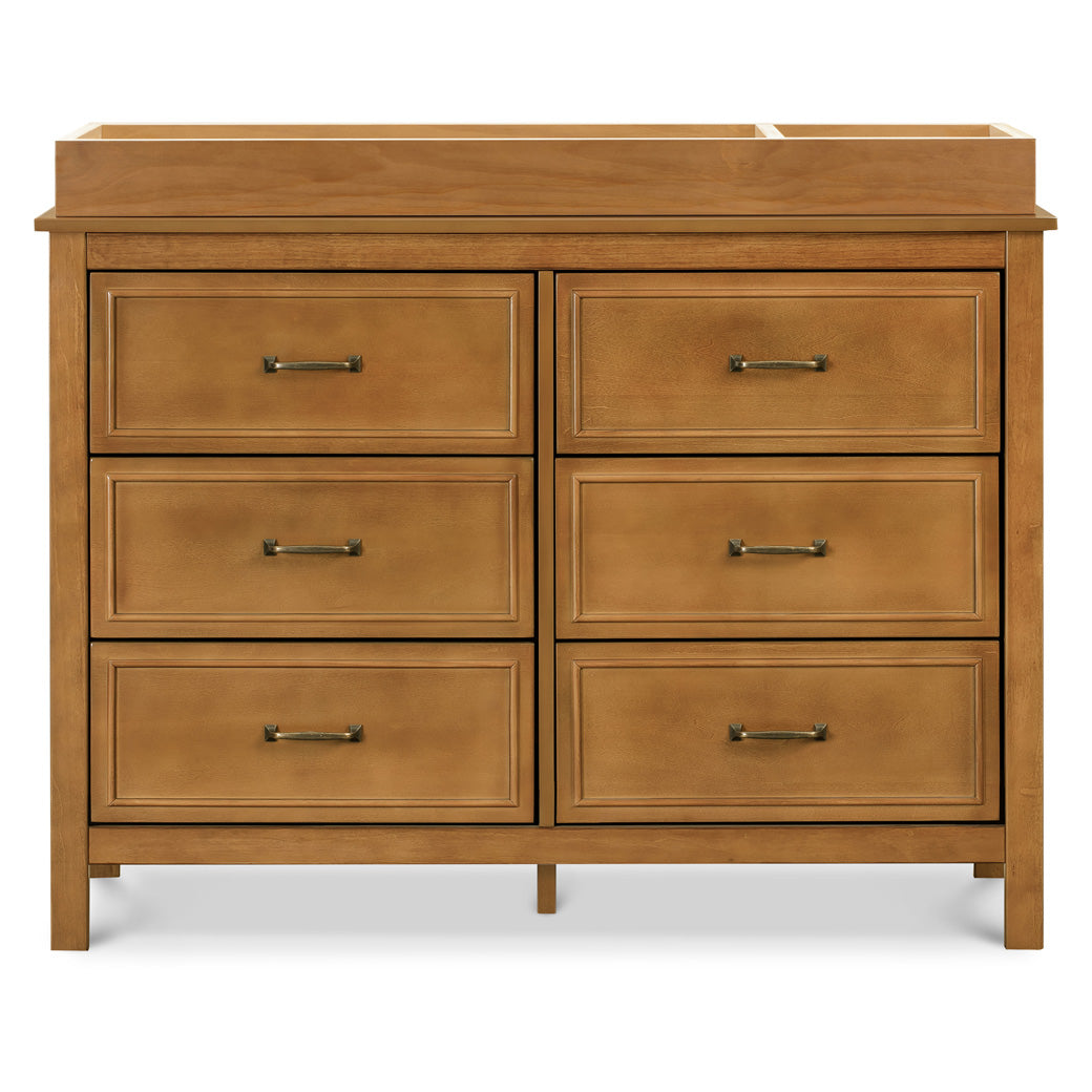 Front view of The DaVinci Charlie 6-Drawer Dresser with changing tray in -- Color_Chestnut