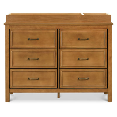 Front view of The DaVinci Charlie 6-Drawer Dresser with changing tray in -- Color_Chestnut
