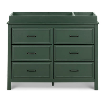 Front view of The DaVinci Charlie 6-Drawer Dresser with changing tray in -- Color_Forest Green