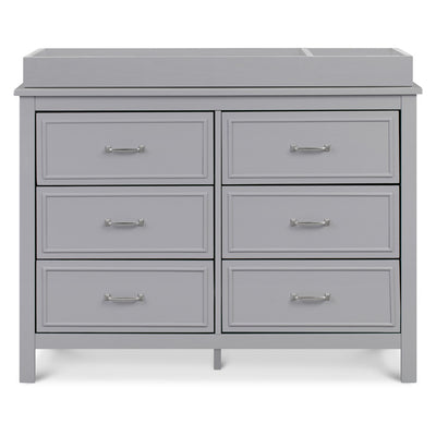 Front view of The DaVinci Charlie 6-Drawer Dresser with changing tray in -- Color_Grey