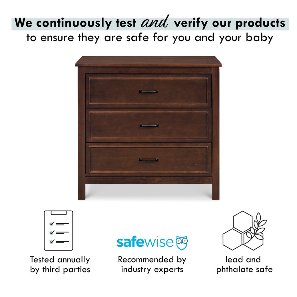Safety certification for of The DaVinci Charlie 3-Drawer Dresser in -- Color_Espresso
