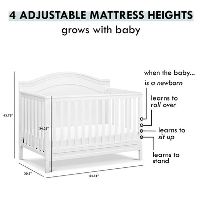 Adjustability of the The DaVinci Charlie 4-in-1 Convertible Crib in -- Color_White
