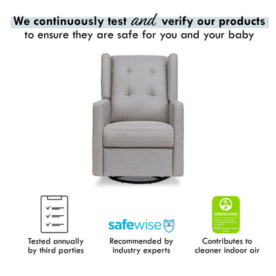 Certifications of DaVinci's Maddox Recliner & Swivel Glider in -- Color_Misty Grey