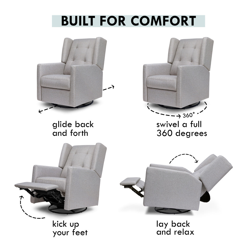 Features of DaVinci's Maddox Recliner & Swivel Glider in -- Color_Misty Grey