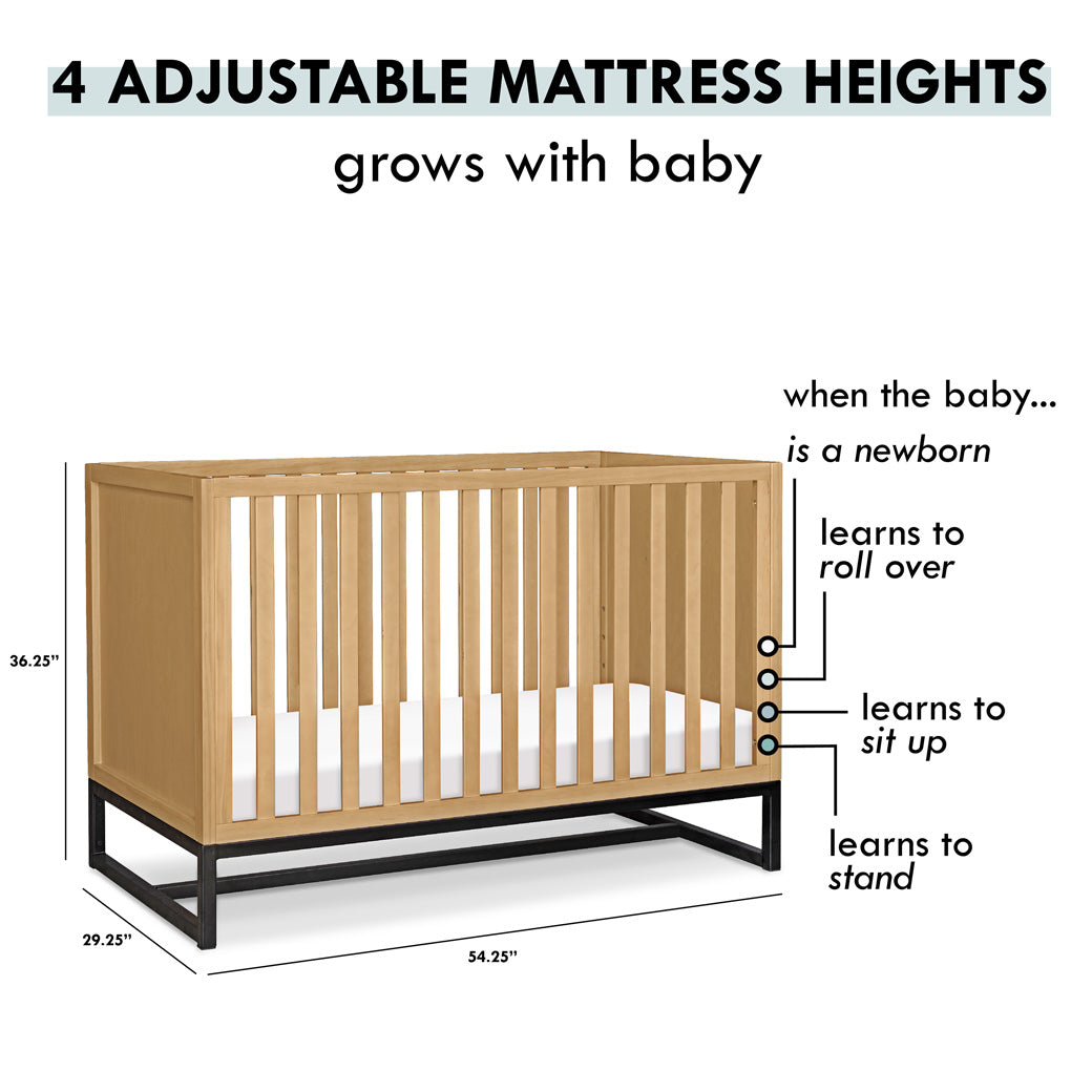Adjustability of DaVinci's Ryder 3-in-1 Convertible Crib in -- Color_Honey