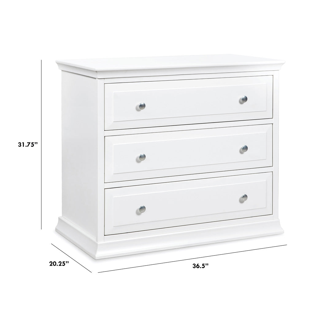 Dimensions of DaVinci's Signature 3-Drawer Dresser in -- Color_White