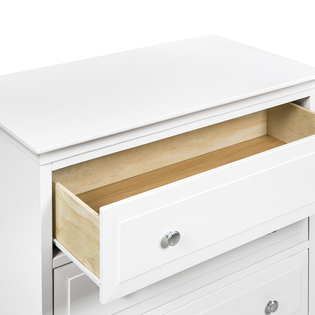 Closeup of open drawer DaVinci's Signature 3-Drawer Dresser in -- Color_White