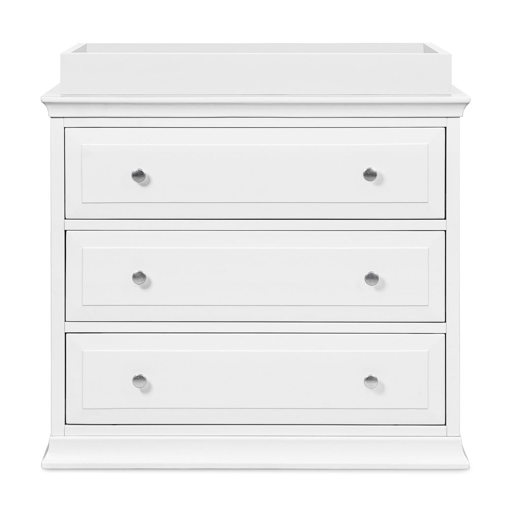 Front view of DaVinci's Signature 3-Drawer Dresser with tray in -- Color_White