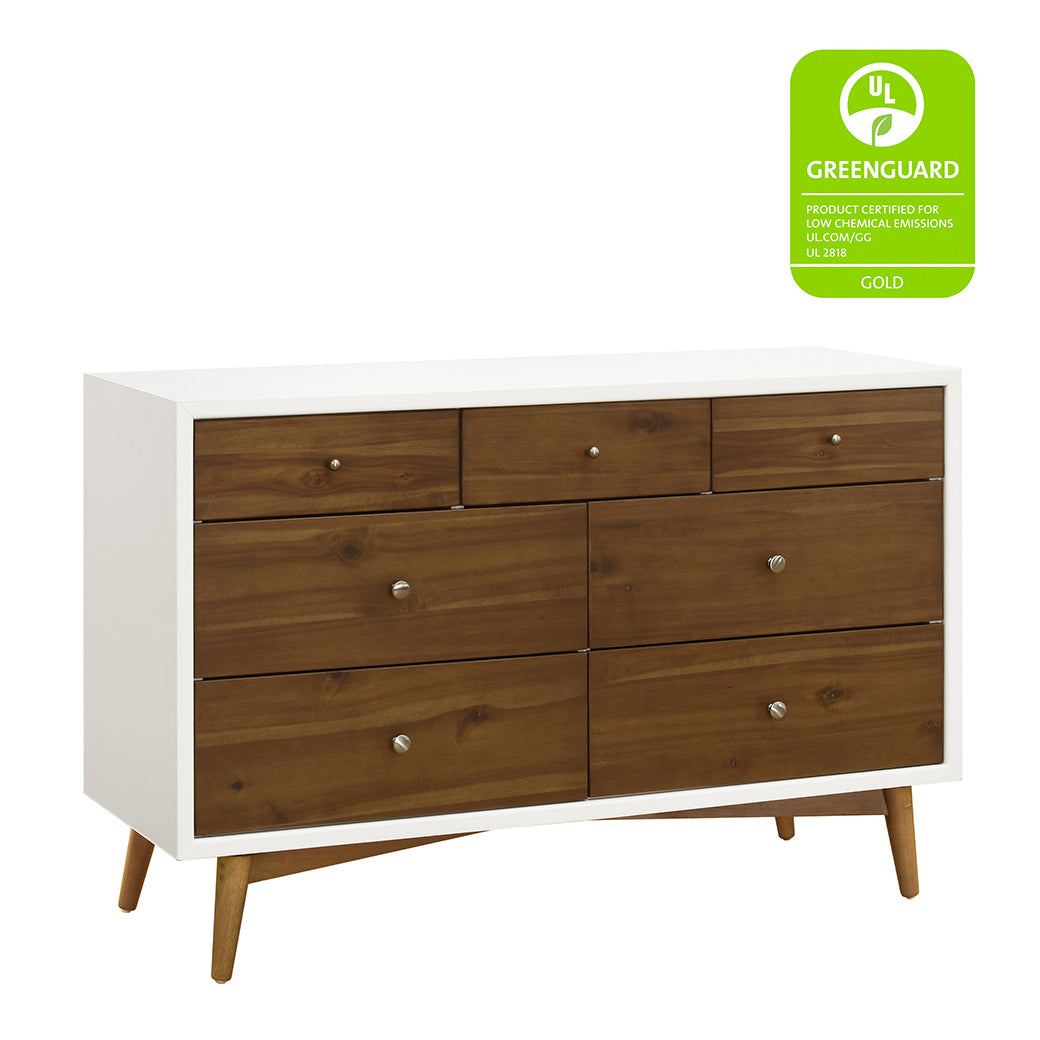 Babyletto's Palma 7-Drawer Assembled Double Dresser with GREENGUARD tag in -- Color_Warm White with Natural Walnut