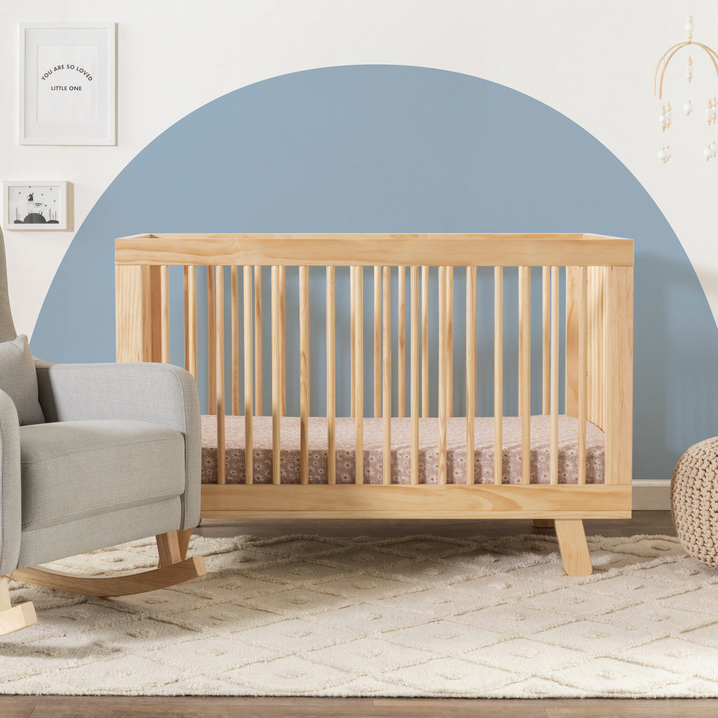 Babyletto Hudson 3-in-1 Convertible Crib And Toddler Rail  in modern nursery setting -- Color_Natural