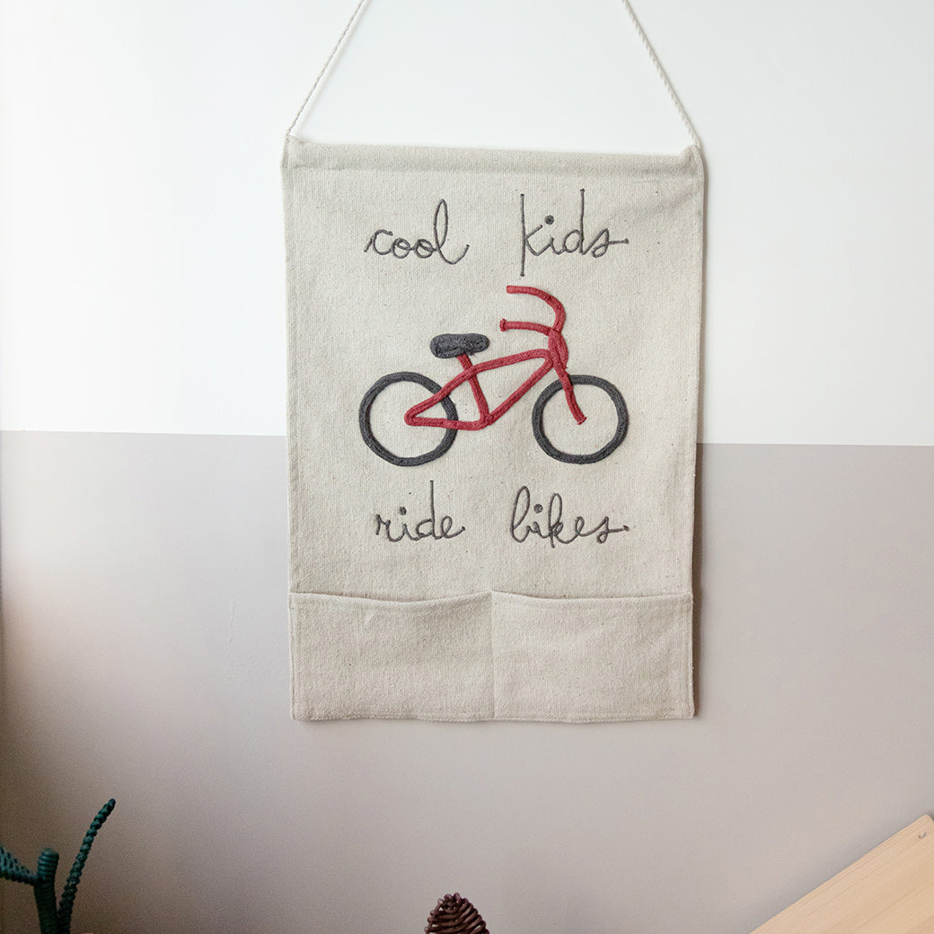 Cool Kids Ride Bikes Wall Pocket Hanger