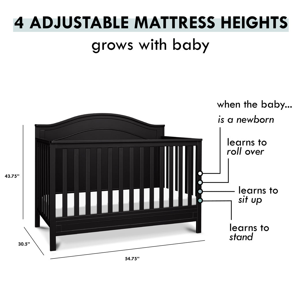 Adjustability of The DaVinci Charlie 4-in-1 Convertible Crib in -- Color_Ebony