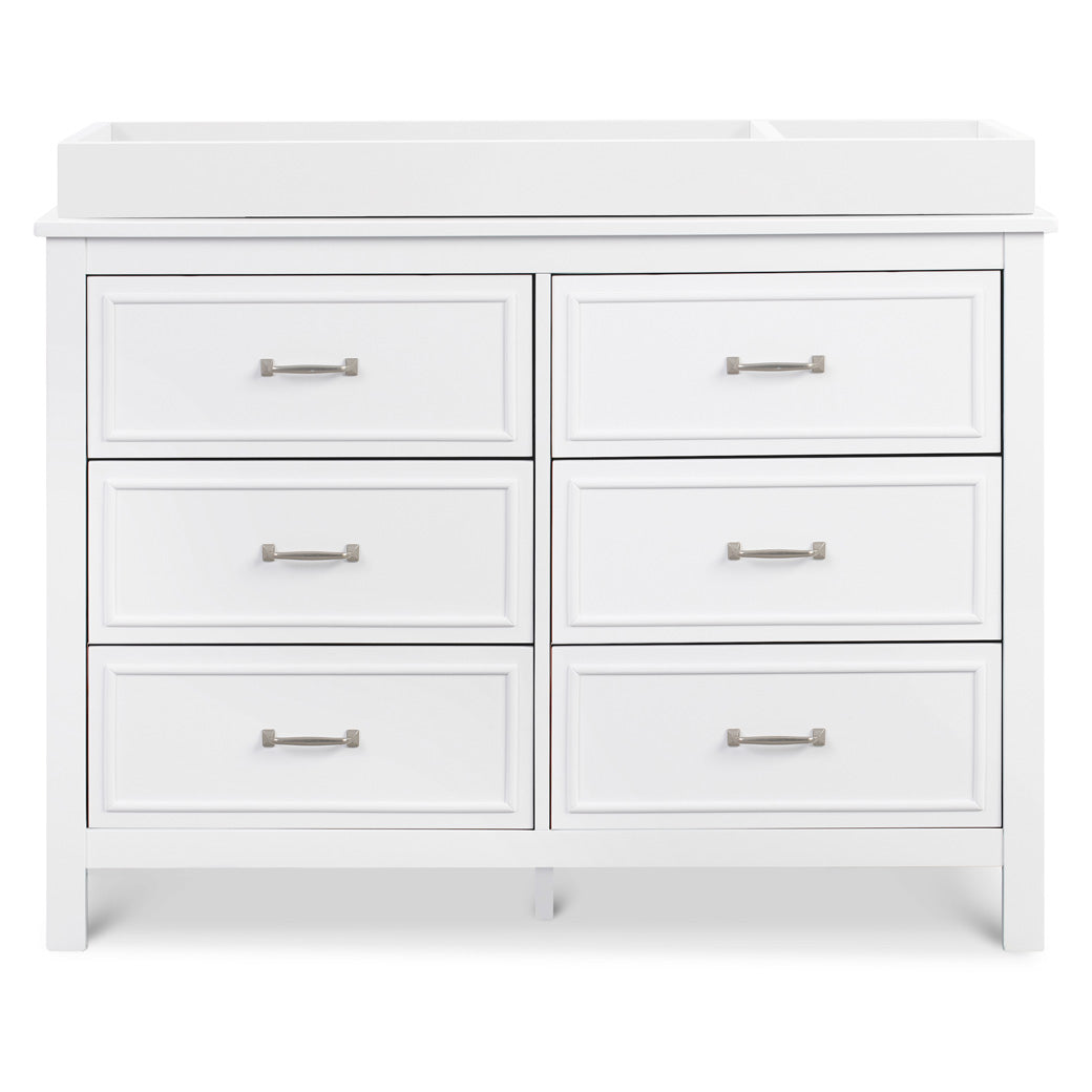 Front view of The DaVinci Charlie 6-Drawer Dresser with changing tray in -- Color_White