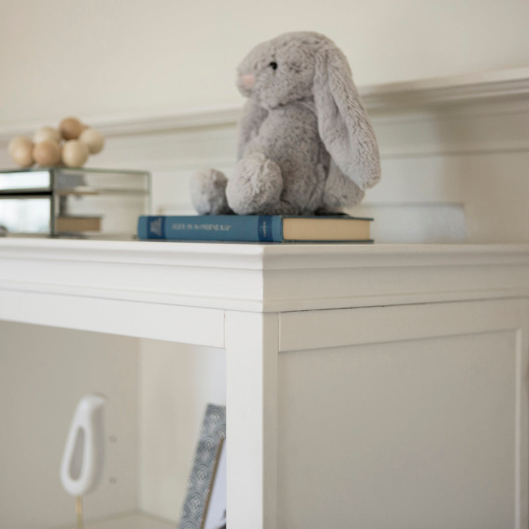 Closeup of a toy on the Namesake's Darlington Bookcase in Warm White