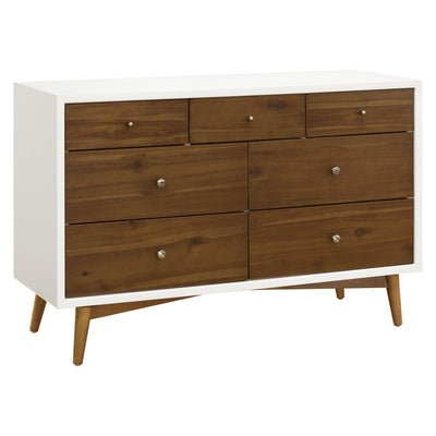 Babyletto's Palma 7-Drawer Assembled Double Dresser in -- Color_Warm White with Natural Walnut