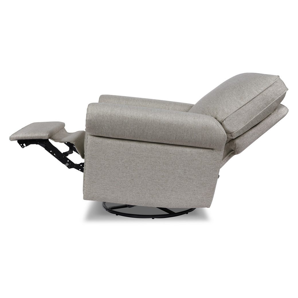 Fully reclined Namesake's Linden Power Swivel Glider Recliner in -- Color_Performance Grey Eco-Weave
