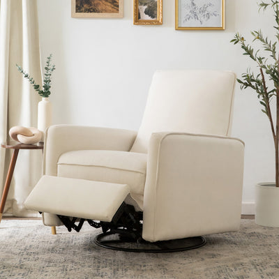 DaVinci's Penny Recliner And Swivel Glider in a room with footrest up  in -- Color_Performance Cream Eco-Weave