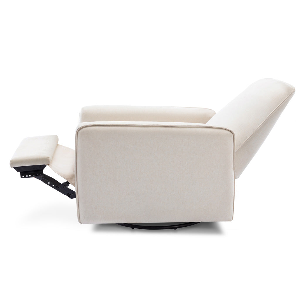 Fully reclined DaVinci's Penny Recliner And Swivel Glider in -- Color_Performance Cream Eco-Weave
