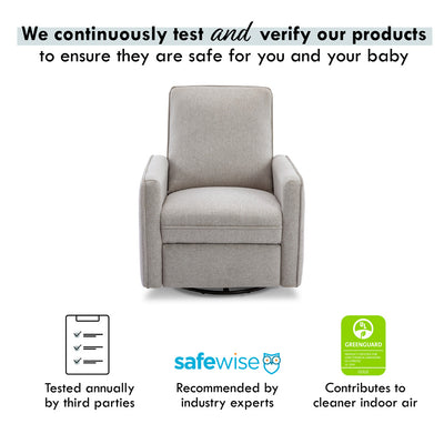 Certifications of DaVinci's Penny Recliner And Swivel Glider in -- Color_Performance Grey Eco-Weave