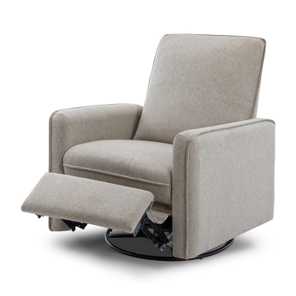 DaVinci's Penny Recliner And Swivel Glider with footrest up in -- Color_Performance Grey Eco-Weave