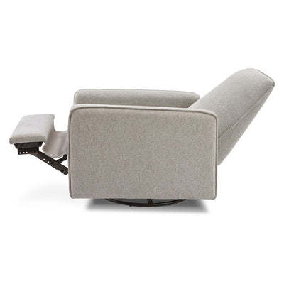Fully reclined DaVinci's Penny Recliner And Swivel Glider in -- Color_Performance Grey Eco-Weave