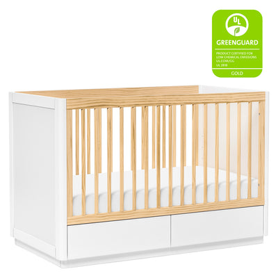 The Babyletto Bento 3-in-1 Convertible Storage Crib with Toddler Bed Conversion Kit with GREENGUARD tag in -- Color_White Natural