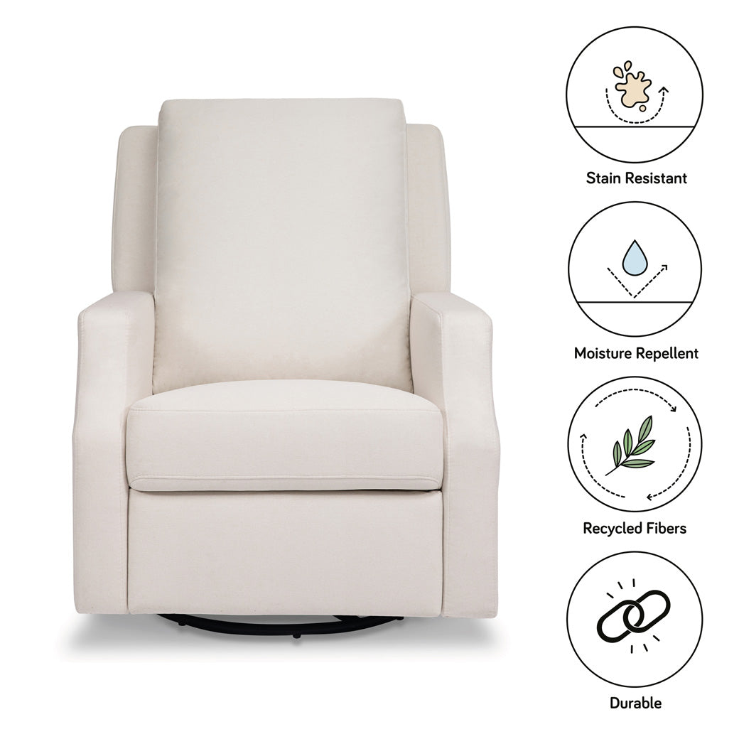 Features of Namesake's Crewe Recliner & Swivel Glider in -- Color_ Performance Cream Eco-Weave With Metal Base