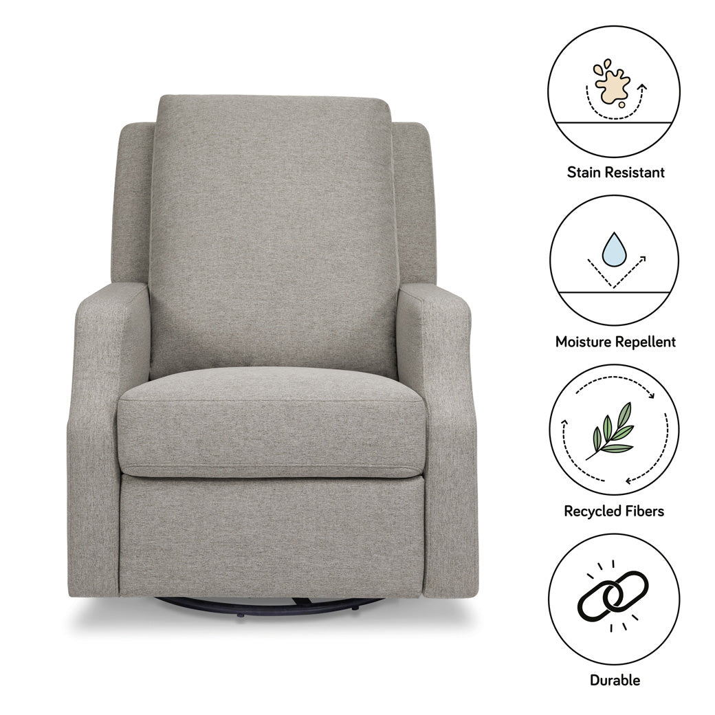 Features of Namesake's Crewe Recliner & Swivel Glider in -- Color_Performance Grey Eco-Weave With Metal Base