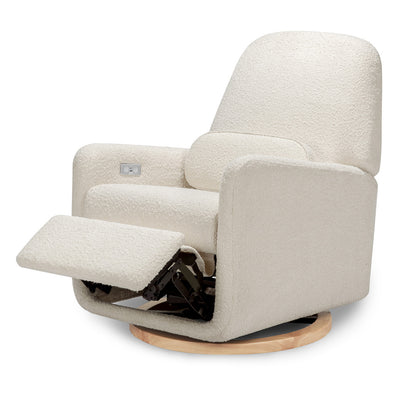 The Ubabub Arc Electronic Recliner and Swivel Glider reclined in -- Color_Ivory Boucle