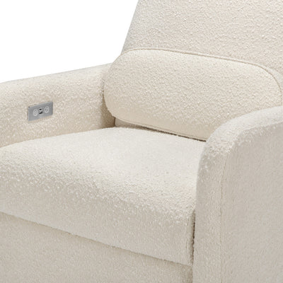 Close up of the seat of the The Ubabub Arc Electronic Recliner and Swivel Glider in -- Color_Ivory Boucle